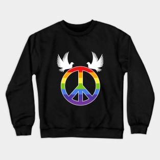 White Dove Rainbow Peace Symbol Crewneck Sweatshirt